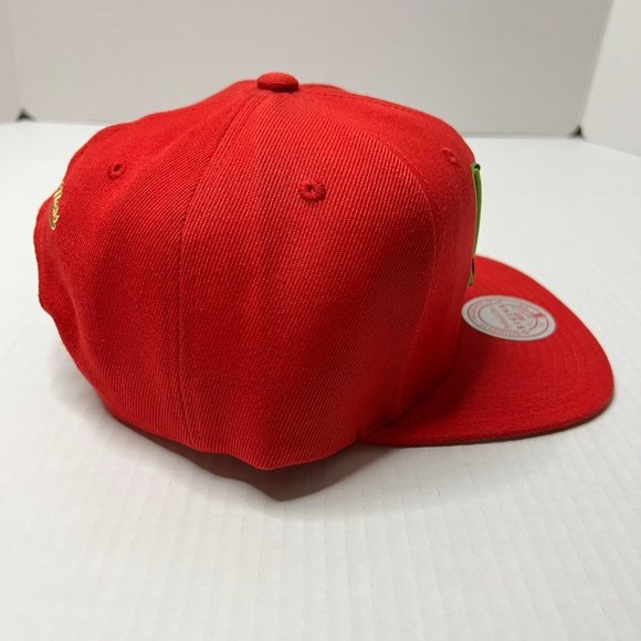 New Brooklyn Nets Mitchell & Ness Hat Reverse Grinch Team Snapback HWC Red Cap - Picture 7 of 16